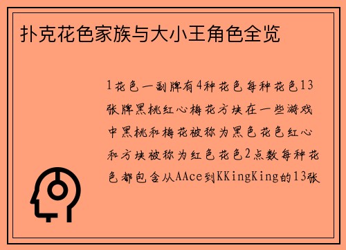 扑克花色家族与大小王角色全览